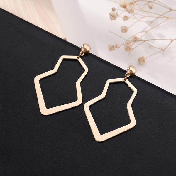 

2020 new fashion hoop earrings trendy gold color geometric big round circle earrings for women fashion large hollow earring, Golden