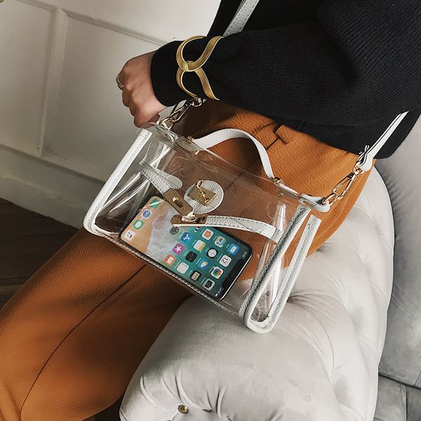 

2020 new korean shoulder bag women's transparent jelly bag messenger fashion ladies