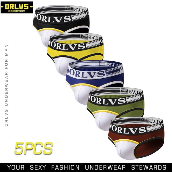 

orlvs 2018 new designed brand men underwear briefs slip mesh shorts cueca gay men underwear male panties breathable cotton, Black;white