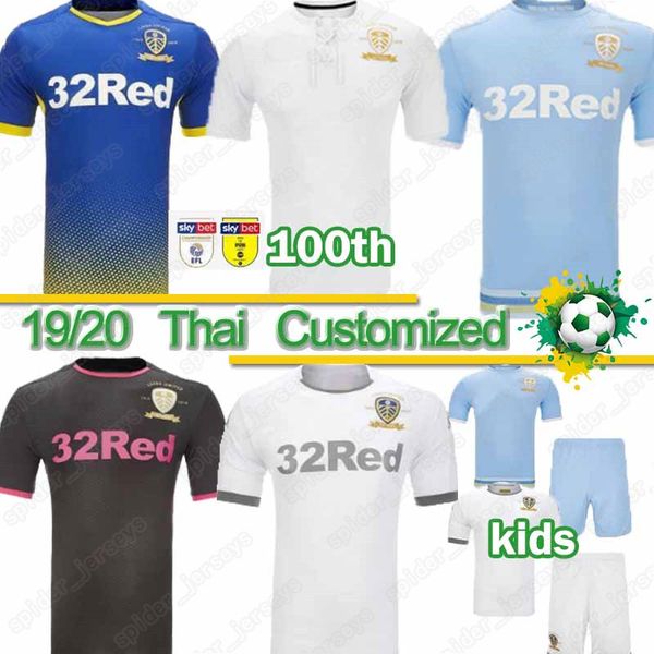 

Thai19 20 Лидсом 100-летию футбола Джерси Коста празднует столетний юбилей Бэмфорд Кларк 100 лет, мужчин, детей комплект футбол рубашка