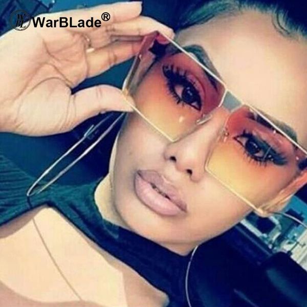 

warblade 2020 summer styles classic women flat square tinted sunglasses fashion men half frame red gradient glasses uv400, White;black