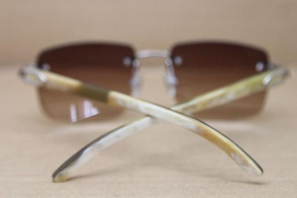 

2019 new rimless black white sunglasses men women fashion designer glasses frame size:54-18-140mm, White;black