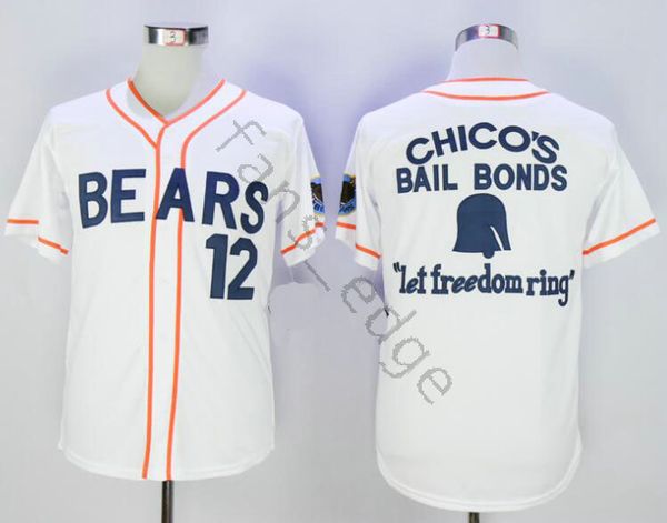 

wholesale bad news bears jersey movie 1976 chico's bail bonds 12 tanner boyle baseball white black embroidered jerseys size s-xxxl, Blue;black