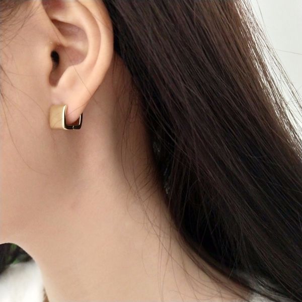 

925 sterling silver square wide version stud earrings simple fashion fine design trendy temperament earrings women jewelry gift cj191223, Golden;silver