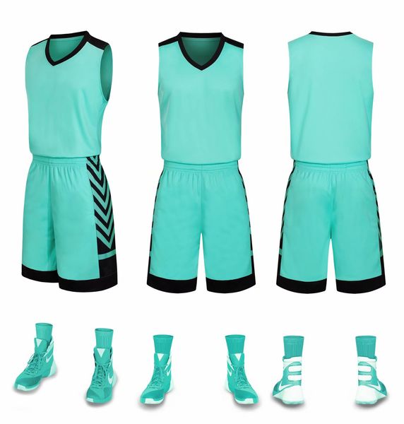 

discount men training basketball sets with shorts uniforms reversible basketball jerseys for that home and away look kits sports 44-35, Blue;black