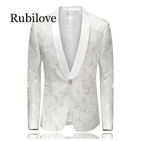 

2019 blazer slim fit abiti uomo prom blazers single button white for men stylish suit jacket 4xl, White;black