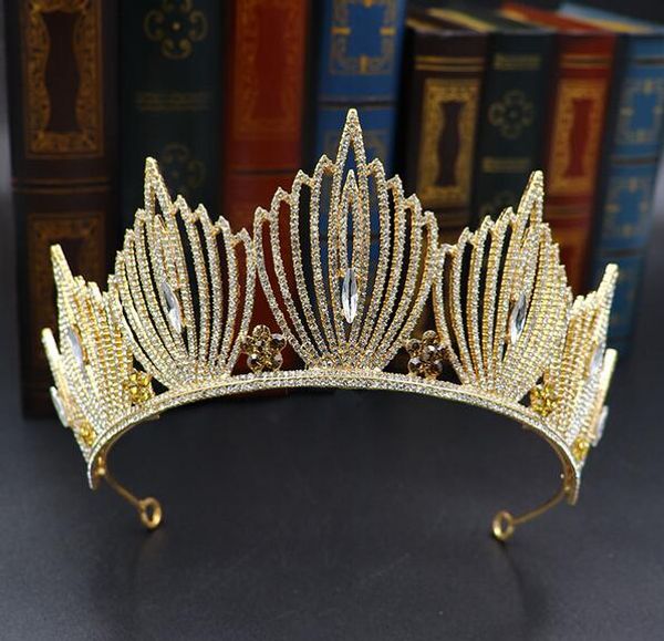 

latest european and american selling bridal crowns baroque exquisite rhinestone wedding crown hair band banquet birthday headdress, Silver