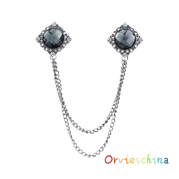 

2020 designer brooch new european and american fashion carved jewel collar brooch chain tassel personality brooch pin collar collar clothing, Gray
