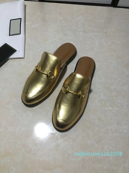 

mens womens all gold leather slipper mules designer mule slipper loafers luxuy casual shoes golden mules big size eur34-46 r08, Black
