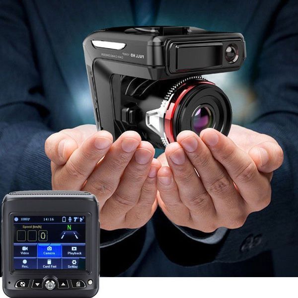 

2 in1 car dvr gps tracker 2.3" mini dash cam hd 720p fixed and flow speed detection video recorder