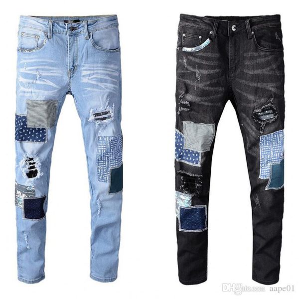 

luxyry men designer jeans hole zipper men jeans casual men pants light blue size 28-40