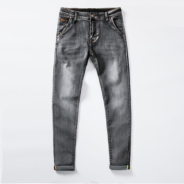 

men's jeans spring autumn business casual slim straight stretch denim pants trousers classic cowboys young man jean 38, Blue
