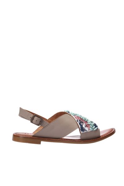 

pearl genuine leather gray women 's sandals 120130002417, Black