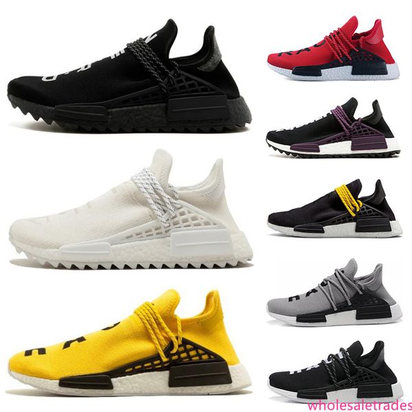 

2019 human race hu trail pharrell williams men running shoes nerd black cream orange red mens trainer sports runner sneakers size 36-47