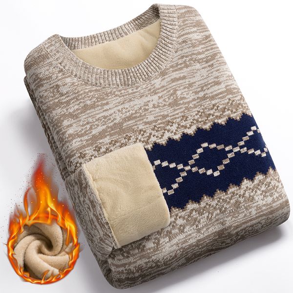 

winter sweater for men plus velvet 2019 new fashion thick keep warm student male knitted pullover sweater teenage boys m60, White;black