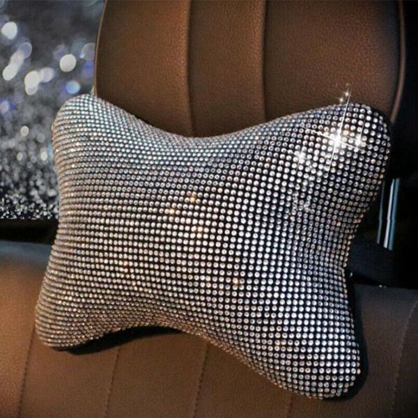 

2pcs new fashion bling diamond car headrest pillow lumbar neck pillow