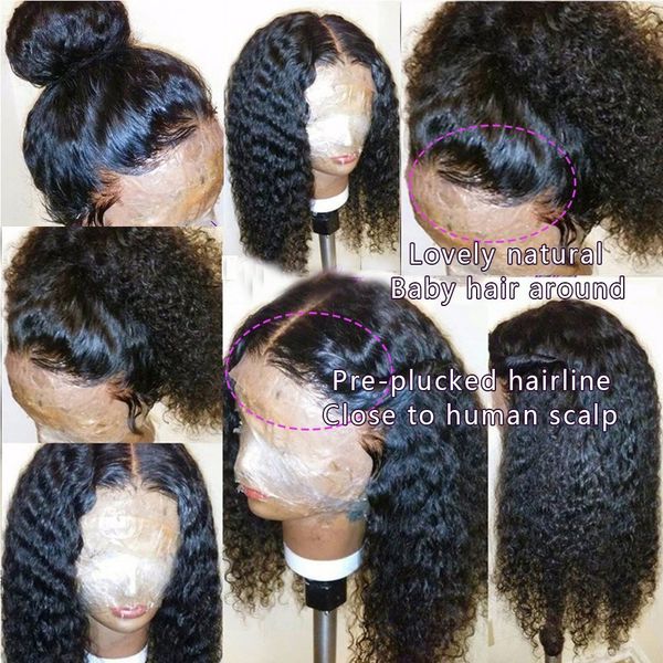 

transparent lace frontal wigs human 360 front with baby hair pre-plucked natural hairline water curly wave closure for women, Black;brown