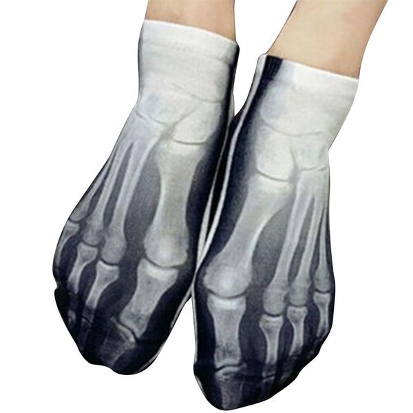 

missky men women novelty socks cotton skeleton bone claw painting stocks, Black