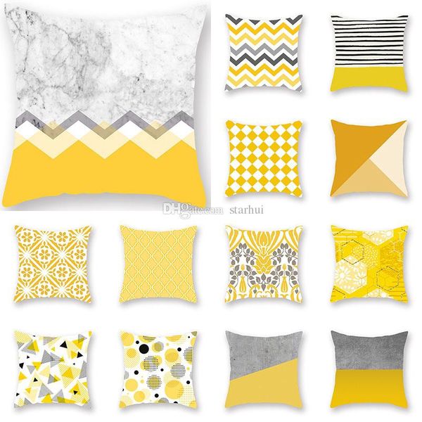

yellow geometric pillow case cushion cover glamour square printing pillowcase cushion cover home office sofa car decor 16 style wx9-1245
