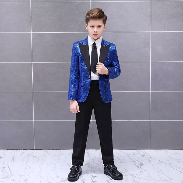

men's suits & blazers handsome one button sequin kid complete designer boy wedding suit boys' attire custom-made (jacket+pants+tie, White;black