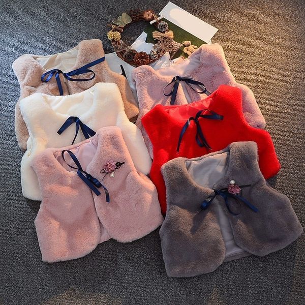 

girls fur vest jackets 2019 new baby kids autumn hair vests waistcoat for children clothes outerwear, Blue