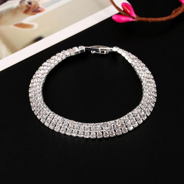 

7 colors fashion charming bride wedding crystal bracelet women jewelry shiny rhinestone chain bracelet for female 2019 new gift, Golden;silver
