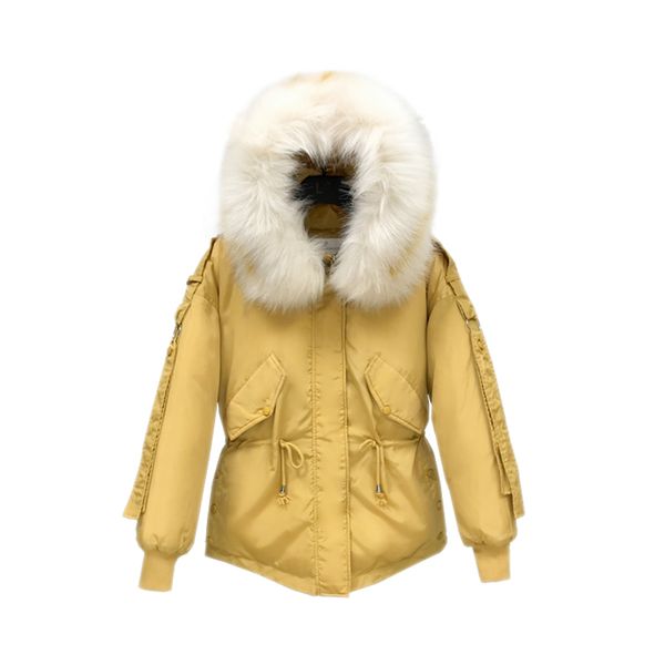 

wholesale fashion women's short winter new student big fur collar down cotton short jacket jacket size xs, Black