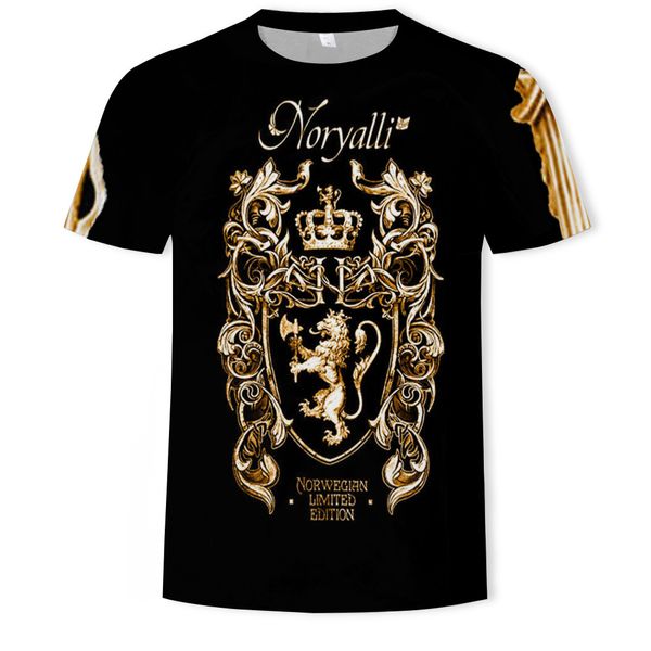 

mens designer lion chain 3d digital printing short sleeve t-shirt, White;black