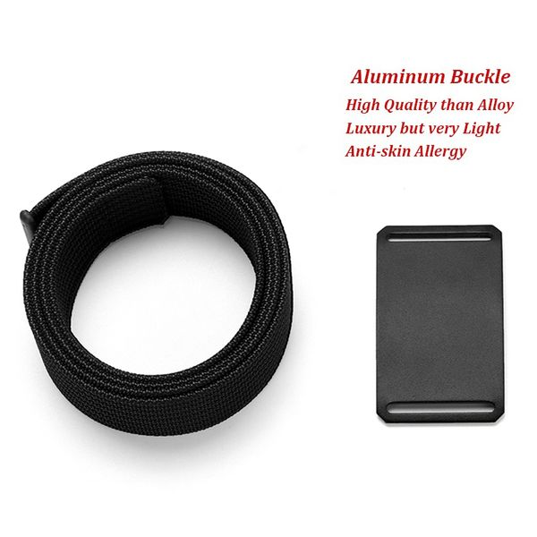 

fashion men long black aluminum buckle knitted canvas tactical 1.5 inch cinturon hombre 100 to 160 cm belt length y200520, Black;brown