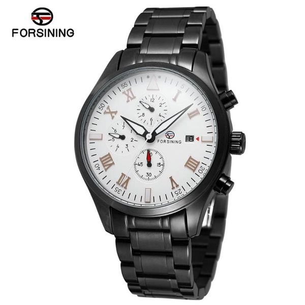 

mens watches forsining automatic mechanical watch men fashion man clock stainless steel wristwatch montre homme, Slivery;brown