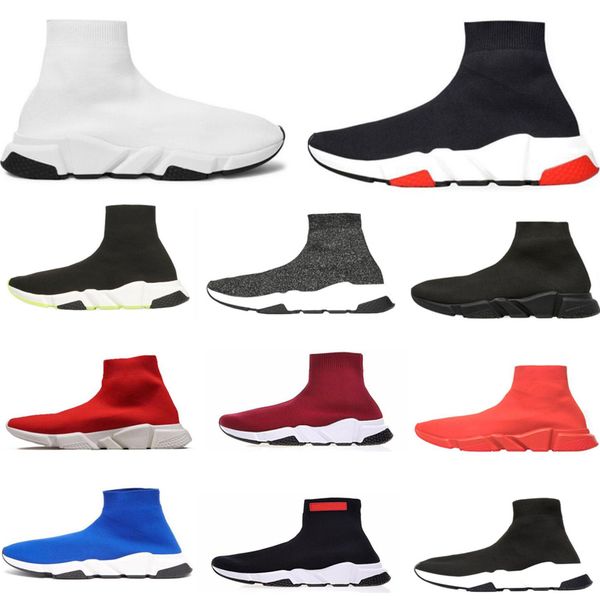 

2019 new arrival men women speed trainer fashion sock shoes black white blue glitter flat mens trainers runner sneakers size 36-45