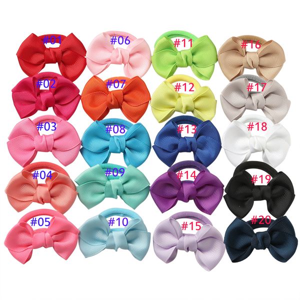 

2.5 inch baby girls hair rope hairbands kids elastic bows hair bands bowknot headwear children hair accessories, Slivery;white