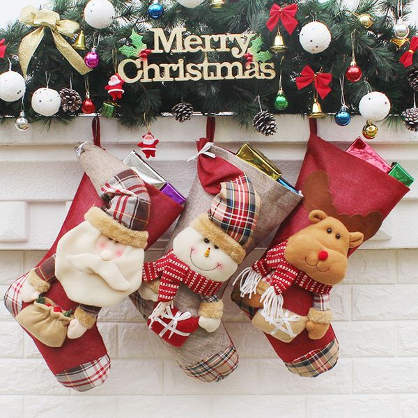 

xmas hanging pendant snowman elk decoration 2018 christmas socks gift candy bag santa claus covers festival package storage