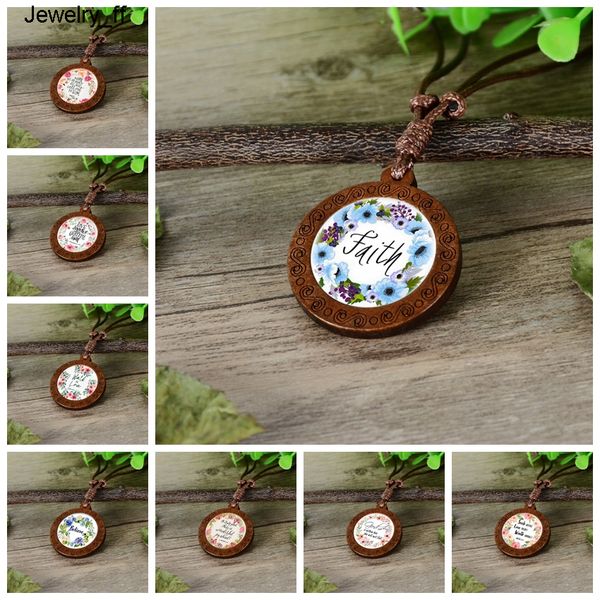 

the lord is near to all who call on him wood glass cabochon necklace bible verse exodus 145:18 charm inspirational jewelry, Silver