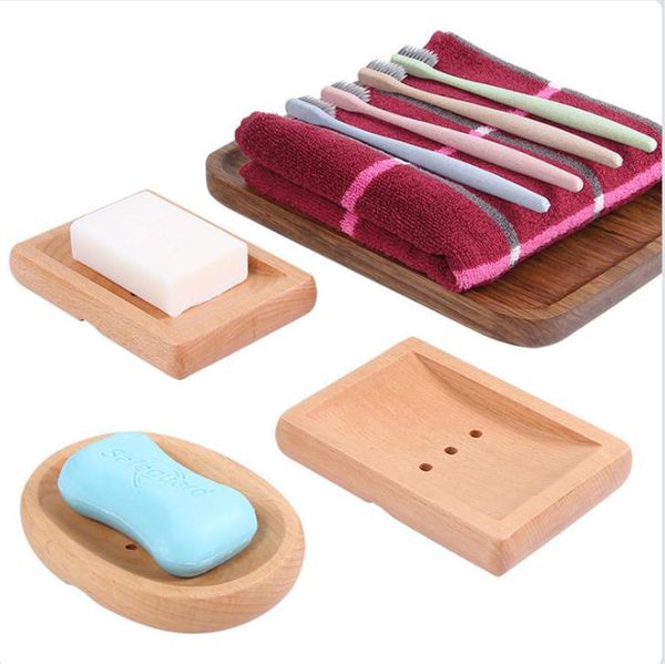 Natural Solid Wood Soap Tray Wooden Holder Dish for Shower and Bathroom