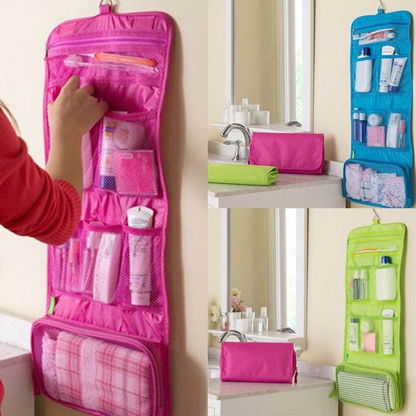 

womens ladies travel toiletry folding hanging wash cosmetic makeup case portable organizer bags