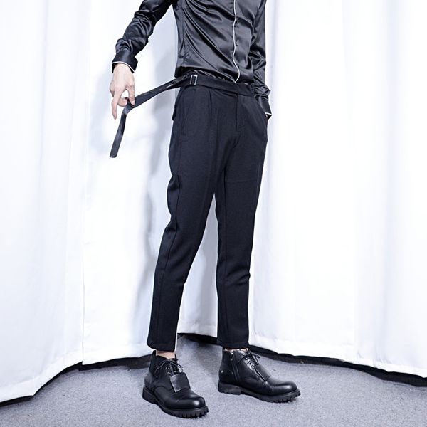 

men's pants 27-44 2021men's plus size small trend of korean nine slim all-match skinny legs boots costumes, Black