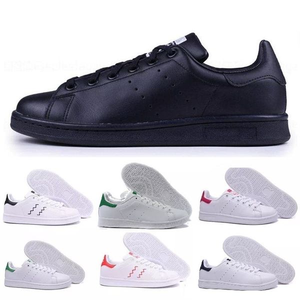 

2019 new designers stan shoes fashion brand smith leather men women classic flats running shoes 36-44, White;red