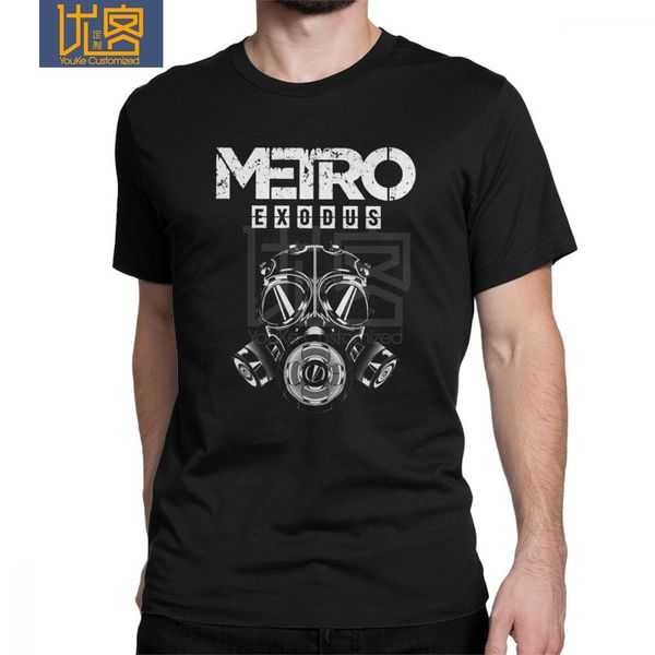 

men t shirt metro exodus t-shirts gas mask toxic games gaming artyom haunter short sleeves tees round neck clothing pure cotton, White;black