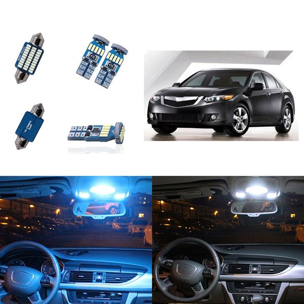 

10шт белый автомобиль светодиодные лампы интерьер t10 w5w 194 карта купола шаг kit trunk lamp пакет для acura tsx 2004 2005 2006 2007 2008