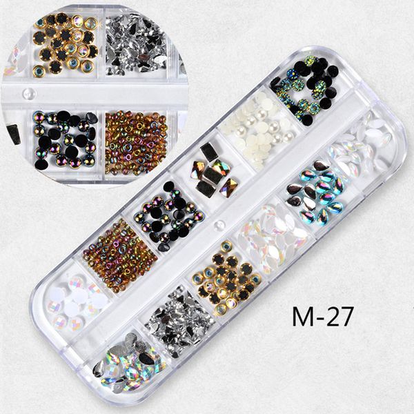 

1 box mixed packs multi-size manicure nail art 3d decoration nail art for diy#m27, Silver;gold