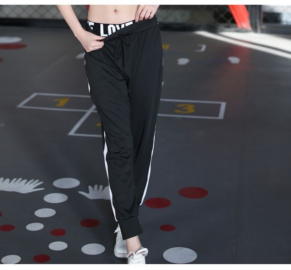 

new style women's loose-fit athletic pants love lettered printed words trend running fitness dance yoga casual capri pants, Black;blue