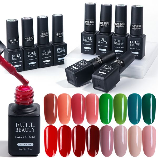 

6ml nail gel polish set all for manicure nude color semi permanent vernis uv led gel varnish soak off nail art lacquer sa2004, Red;pink