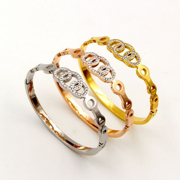

cubic zirconia bangles female accessories trendy style gold/silver/rose gold round cuff bracelets bangles party wedding, Black