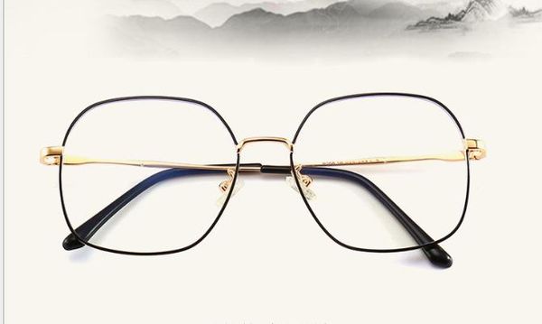 

retro large frame flat-light glasses for men and women with metal frame and anti-blue-light glasses frame for myopia, White;black