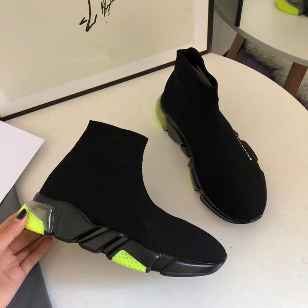 

2020 designer shoes speed trainer casual sock shoe triple black white pink glitter green flat fashion mens women runner socks mn04