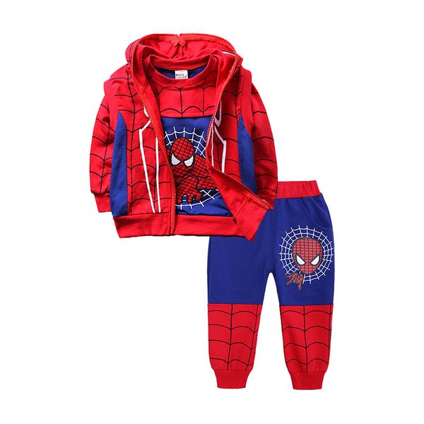 

2020 new boys fashion clothes cartoon spider suit children clothing spring clothing three pieces suit for 4-8 years old, White