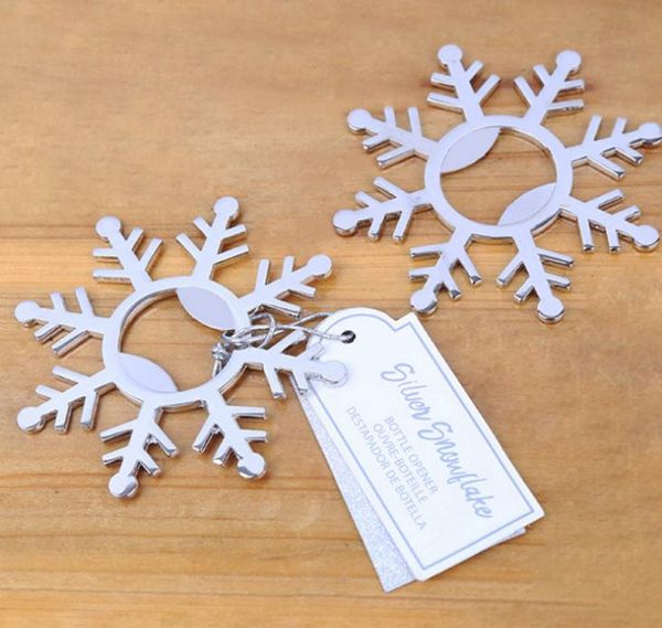 TRANSPORTE LIVRE 100PCS de prata do floco de neve Garrafa abridores de casamento nupcial Shower Favors Winter Party Supplies Aniversário Tabela Decor SN312