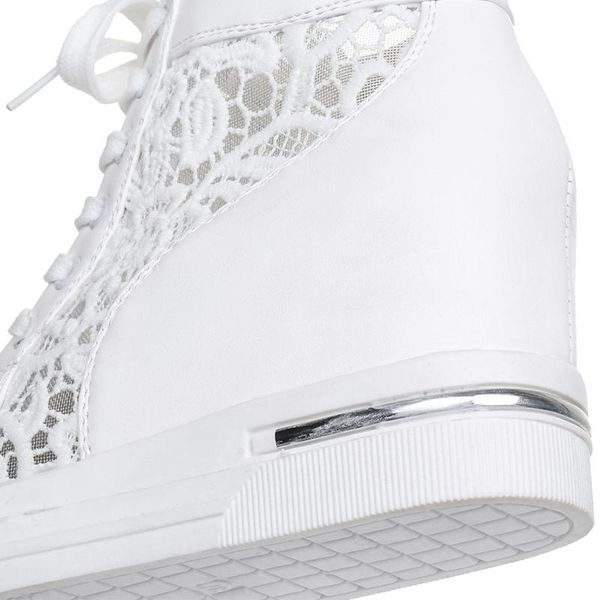 

creepers white silver leather lace up high heel shoes, Black;white