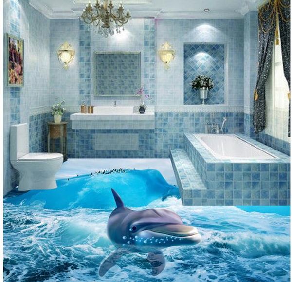

3d ocean underwater world dolphin bathroom floor tiles decorative painting